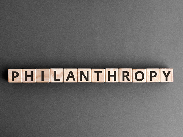 The word philanthropy spelled out in Scrabble letters
