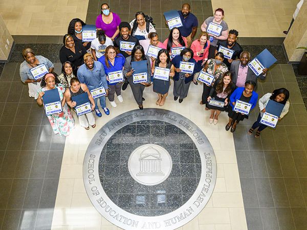Staff for the new West Dallas STEM School, attend training with the SMU Annette Caldwell Simmons School of Education and Human Development faculty in the Annette Caldwell Simmons Hall on the SMU Campus, Tuesday, August 10, 2021. 