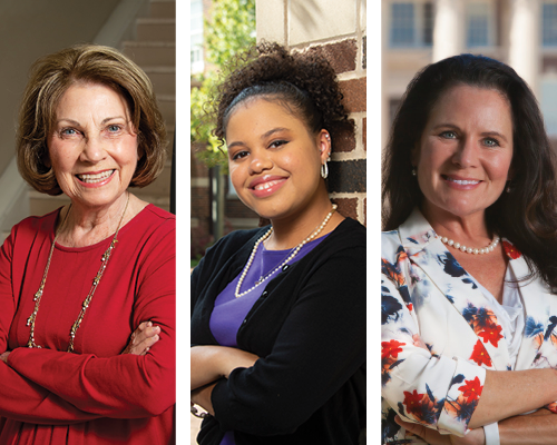 A photo collage of women in leadership at SMU