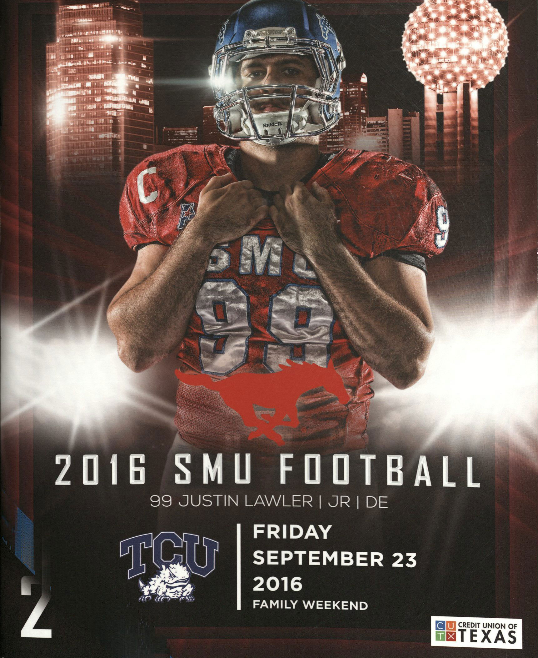 Football program from the 2016 SMU versus TCU football game.