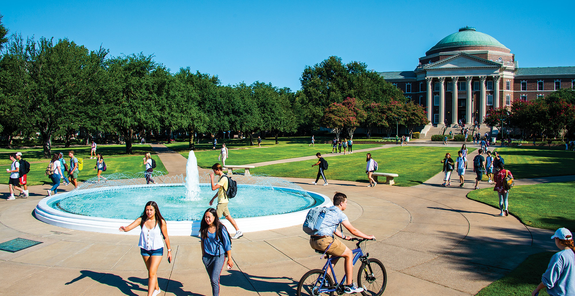 Students walking on the quad.