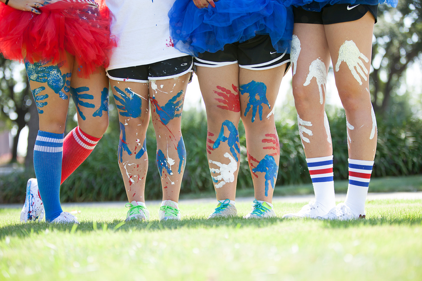 Photo of finger-painted legs.