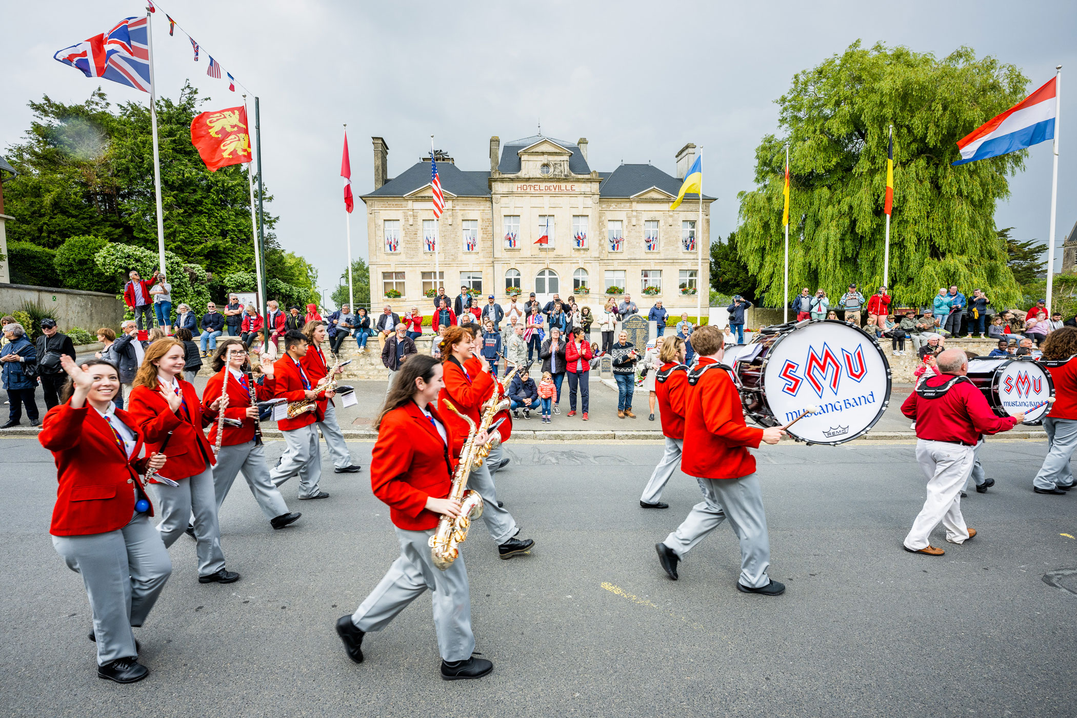 Mustang Band in Sainte Mere Eglise France parade June 2022