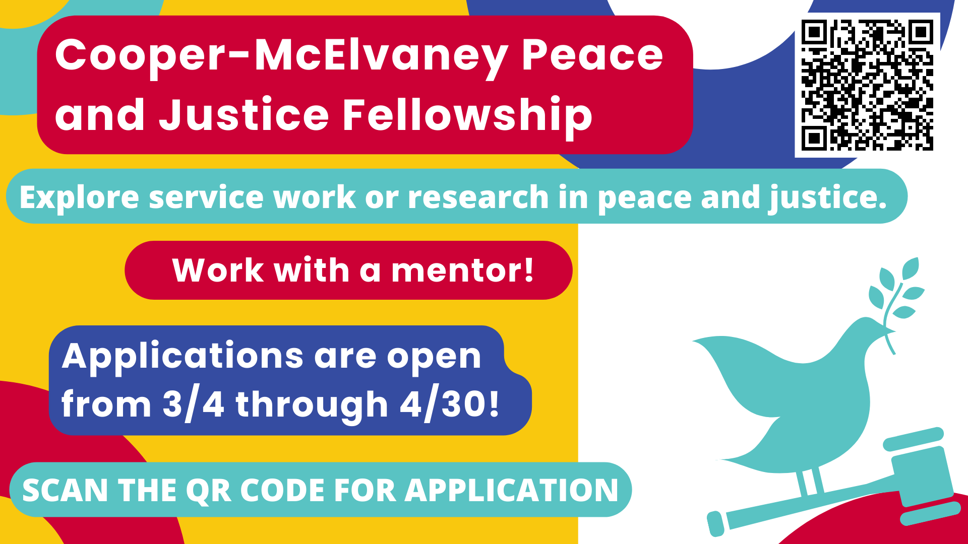 Cooper-McElvaney Peace and Justice Fellowship, Explore service work or research in peace and justice, Work with a mentor