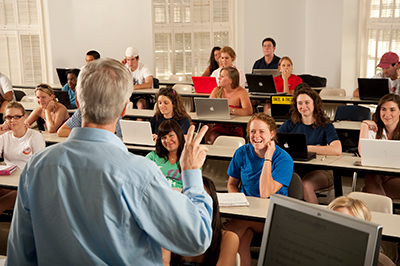 SMU classroom looking at students