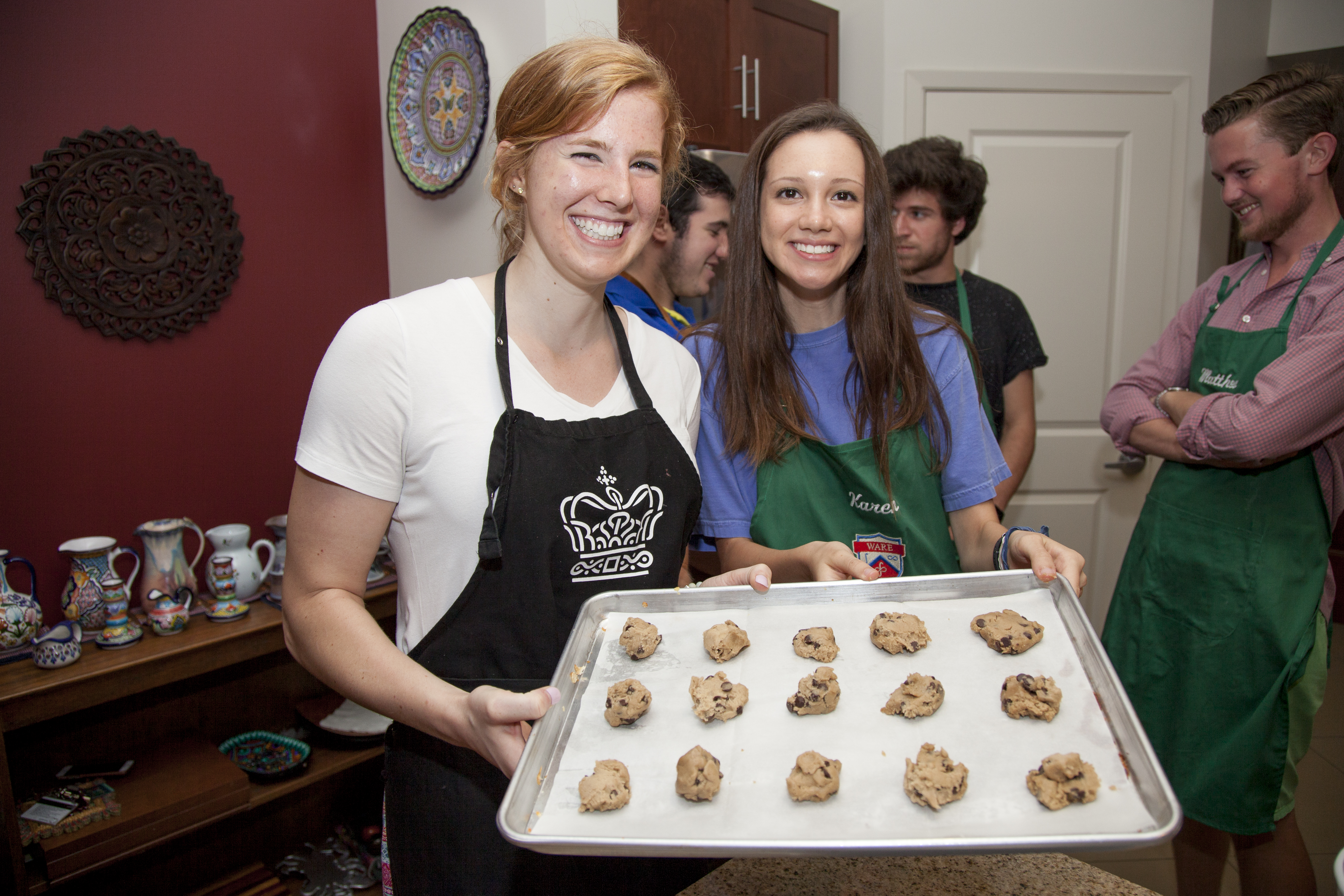 Students baking cookies at the Ware Salon