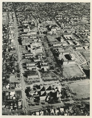 Ariel photograph of the SMU campus circa 1968