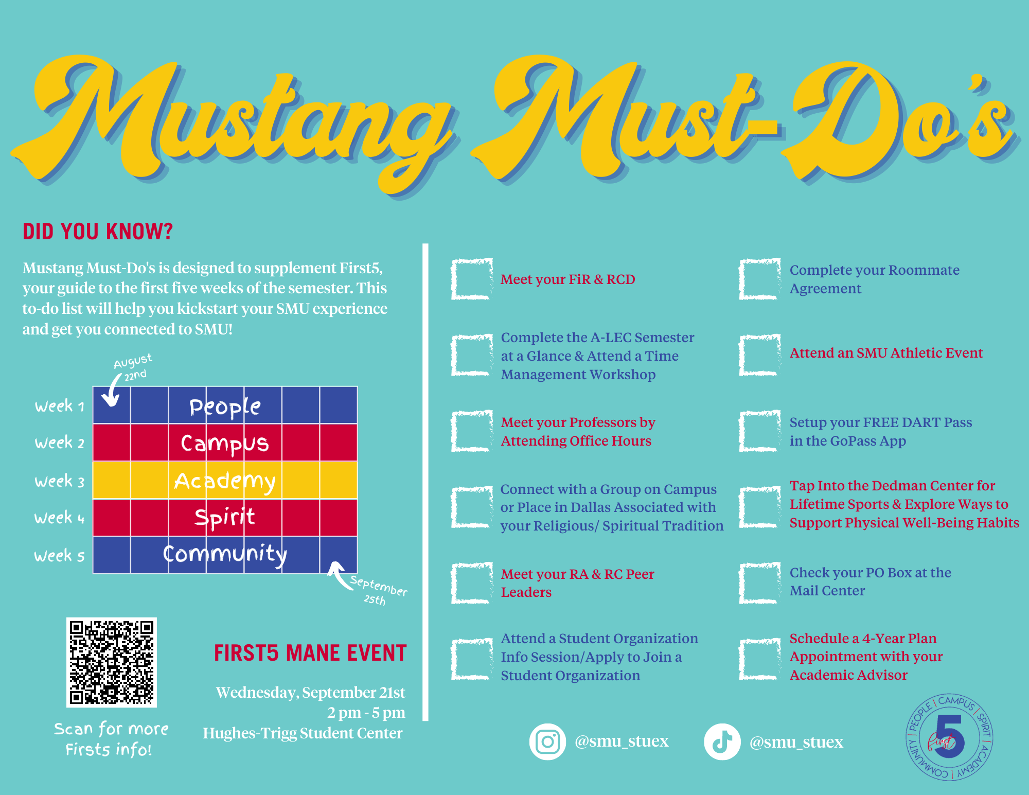 Mustang Must-Dos fall 2022 First Five