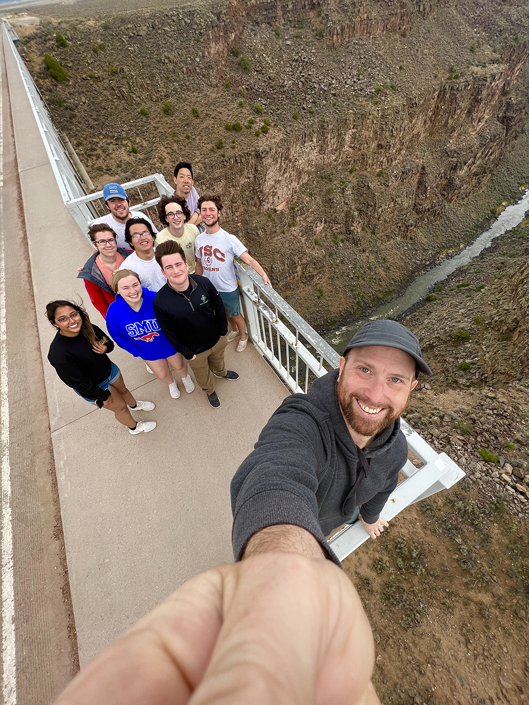 SMU-in-Taos faculty member takes an overhead selfie with his class