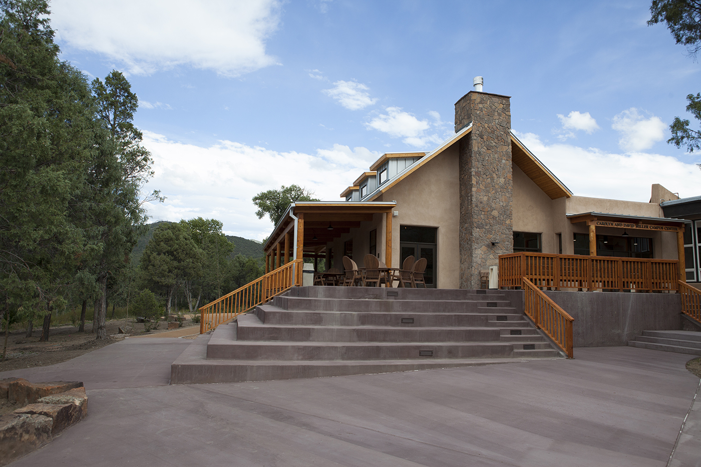 Steps of the Miller Center at SMU-in-Taos