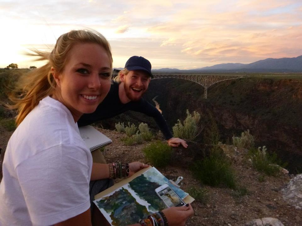 SMU-in-Taos students create art under the New Mexico sunset. 