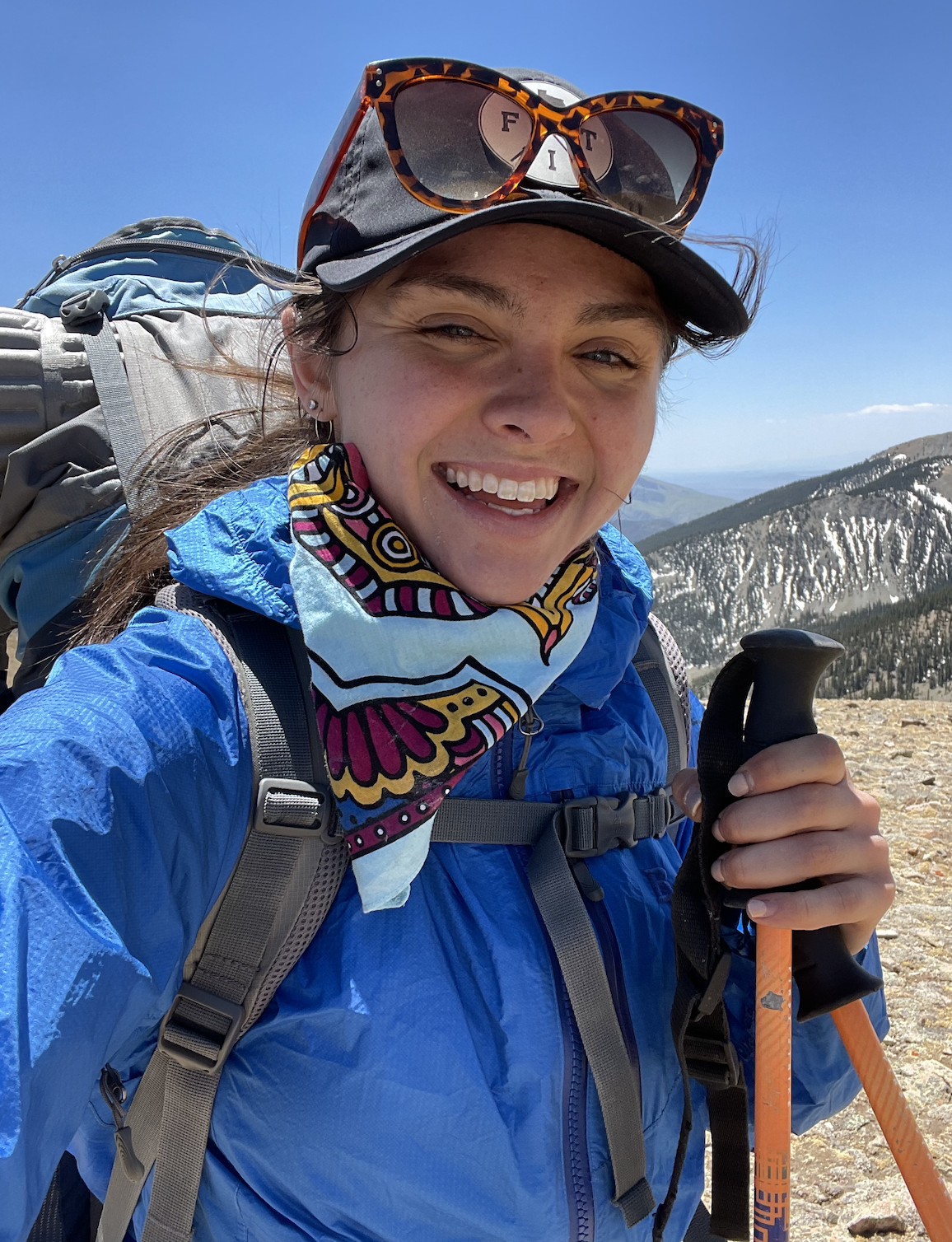 SMU-in-Taos student Carlie Lara hikes through the New Mexico mountains