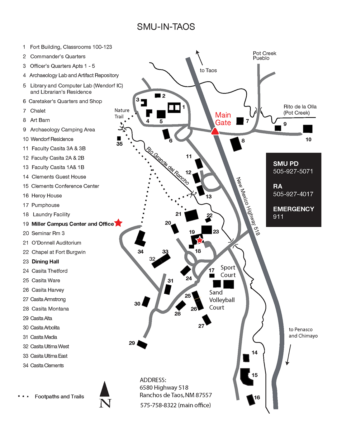 Map of SMU in Taos