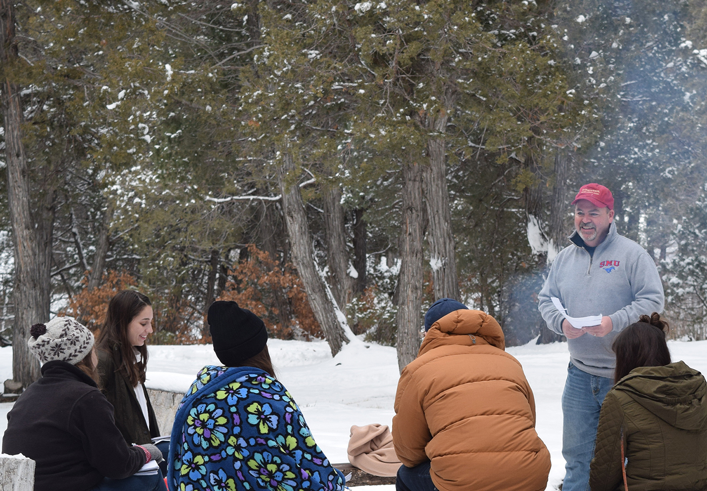 A class meets in the snow at SMU-in-Taos.
