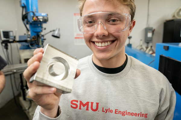 Lyle mechanical engineering student in Embrey machine shop