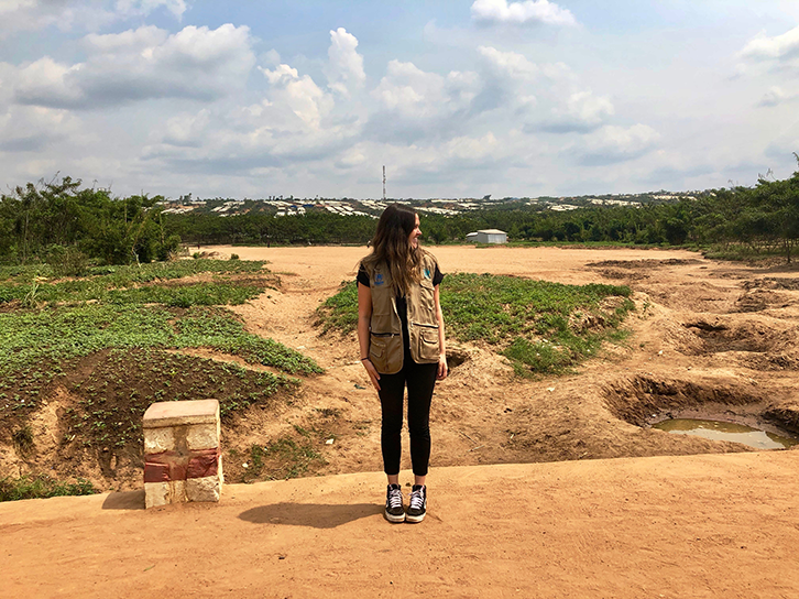 Sienna Rwanda refugee camp in background