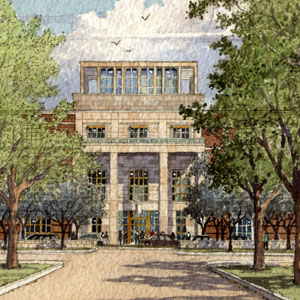 Rendering of the entrance to the Bush Presidential Center's Institute