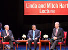 Former Secretaries of Defense Robert M. Gates and Leon E. Panetta with CNN political analyst David Gergen at SMU on 17 September 2013