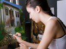 student painting