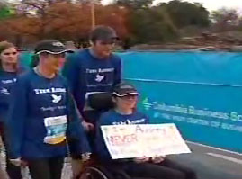 Audrey Self crosses the finish line