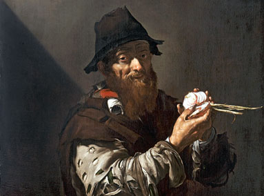 Jusepe de Ribera (Spanish, 1591-1652), The Sense of Smell, c. 1615. Oil on canvas. P73 – 11/1987, Archive Abelló Collection (Joaquín Cortés)
