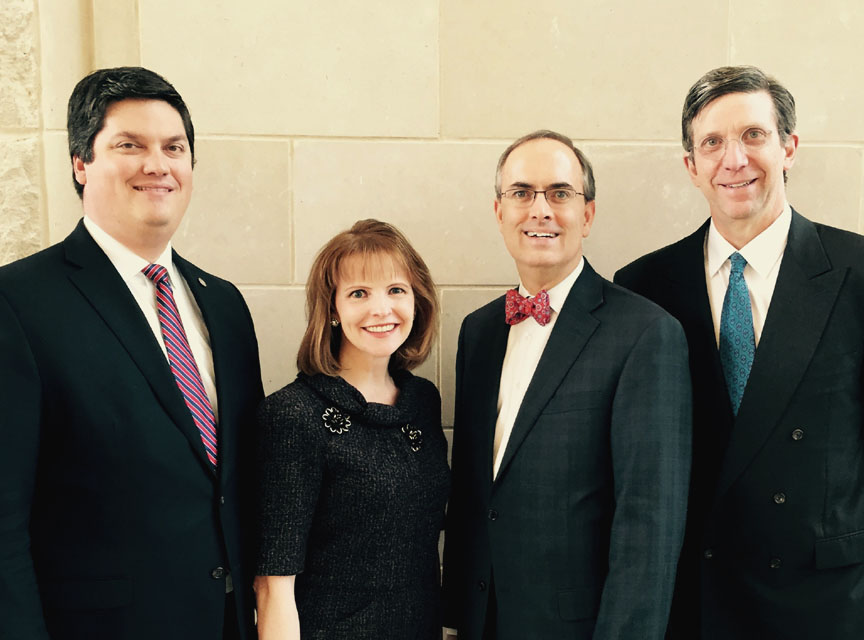Marc Christianson, Dean of Lyle School of Engineering at SMU, Monica Egret Smith, Community Philanthropy Director of W.W. Caruth, Jr. Foundation at Communities  Foundation of Texas, Brent Christopher, President and CEO of Communities Foundation of Texas, and Dr. Karl Csaky, Chief Medical Officer and T. Boone Pickens  Scientist at the Retina Foundation of the Southwest.