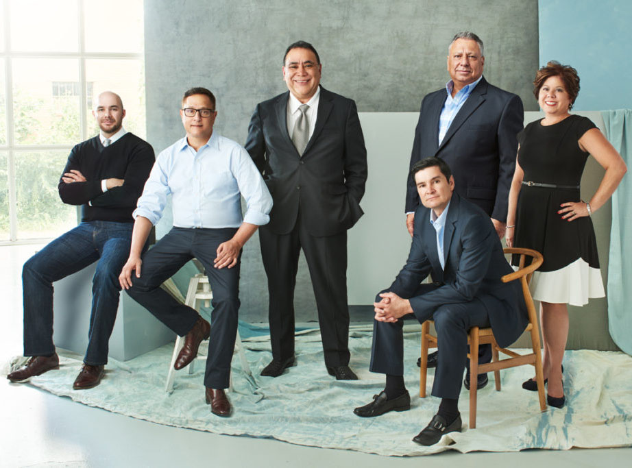 From Left: Anthony Herrera, Jorge Baldor, Alfredo Duarte, Guillermo Perales (seated), Juan González Moreno, and Evelyn Torres