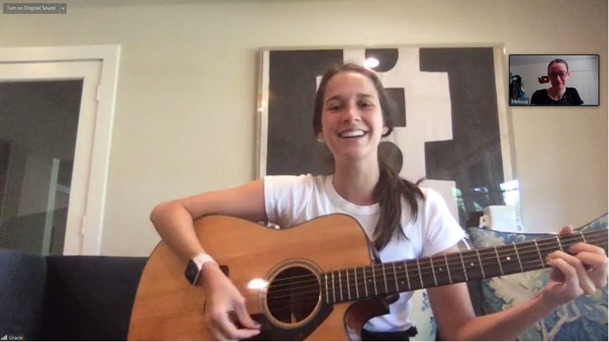 Music therapy student Gracie Nunneley with clinical supervisor Melissa Heffner (inset)