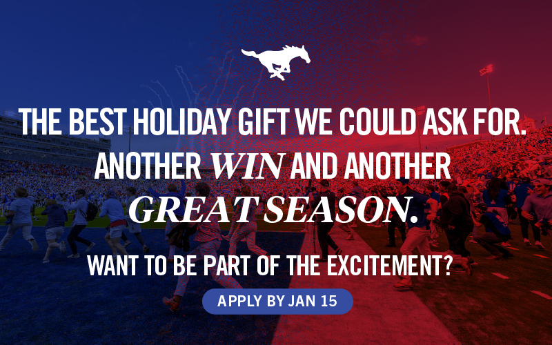 Mustangs win the Holiday Bowl. join the excitement, Apply by Jan 15