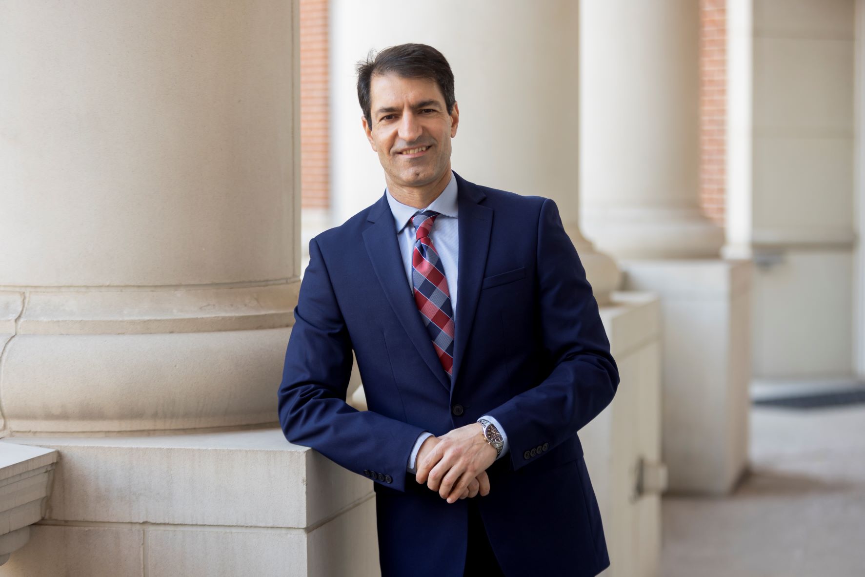 Dean Nader Jalili standing outside Caruth Hall