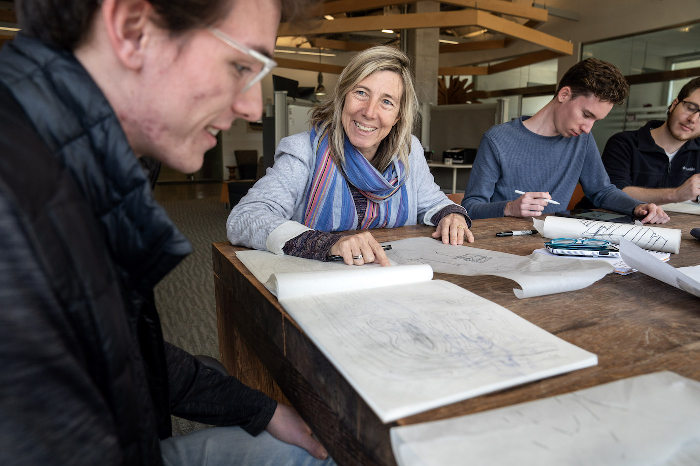 Jessie Zarazaga and students in the Hunt Institute