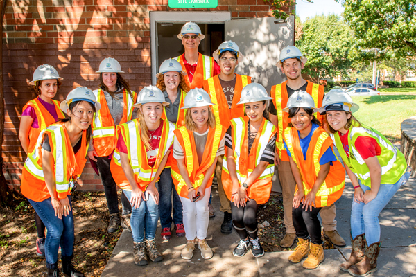 CEE class at SMU Lyle in hard hats