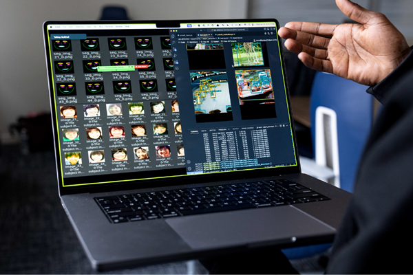 Student performs AI machine training