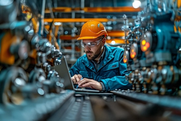 Man working on automated system