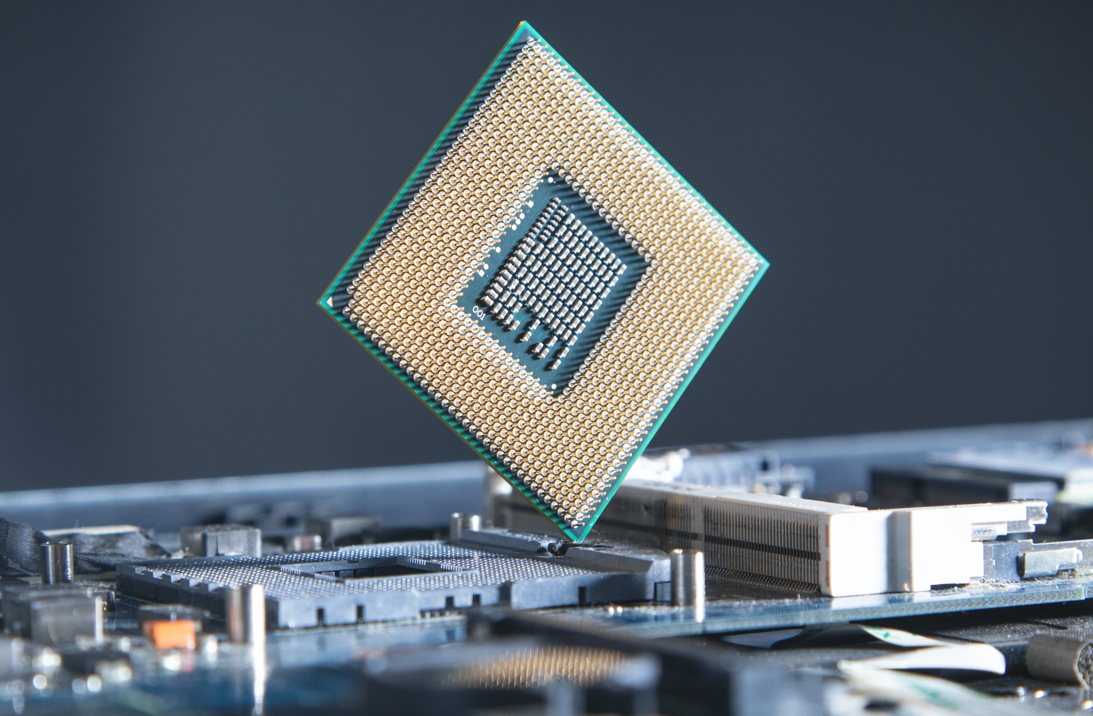 Computer processor chip on the motherboard