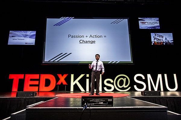 TEDxKids@SMU conference for kids is shown in the image