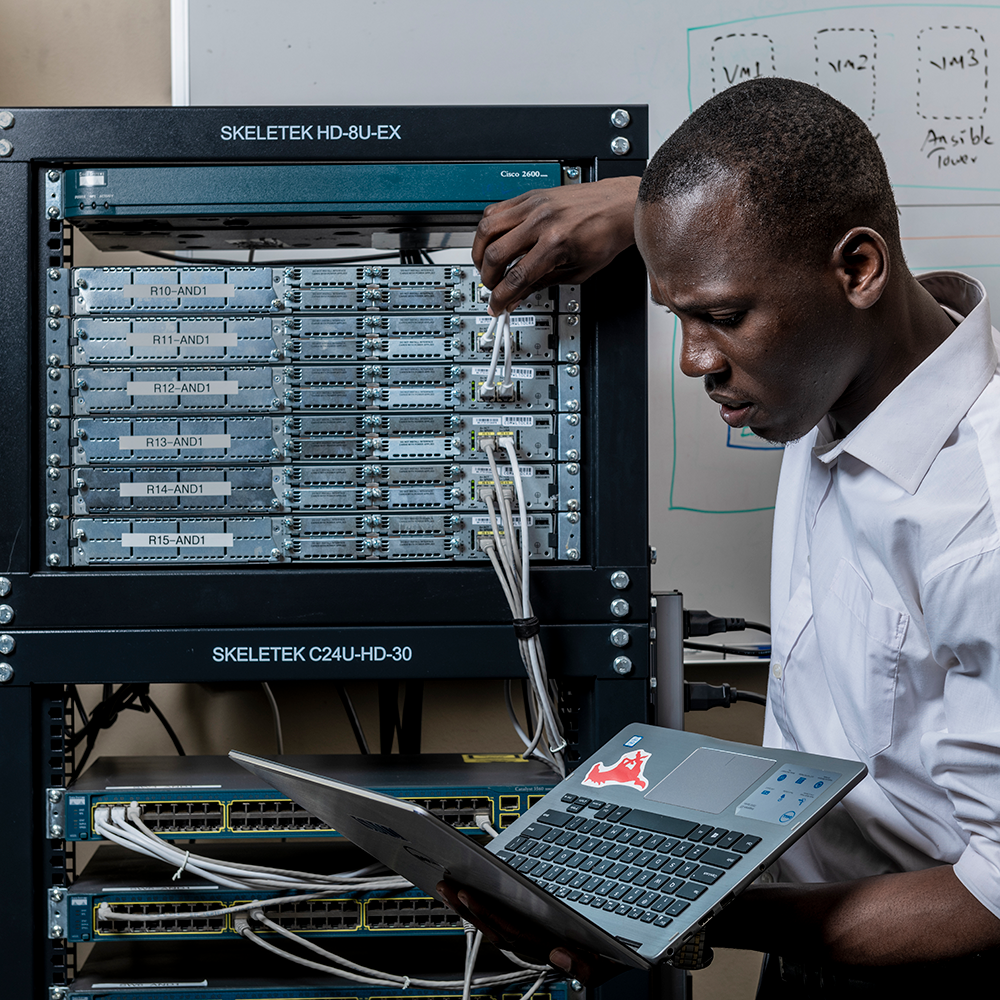 man working on computer