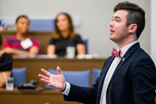 student presenting in the classroom