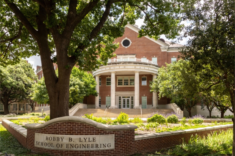 A photo of the outside of the Caruth Hall building at SMU Lyle