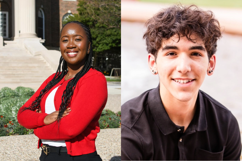 Side-by-side portrait photos of SMU Lyle students Kristian Perez and senior Nomvuyo Makhathini