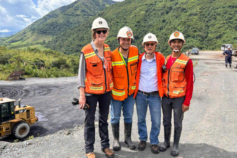 SMU Professor Kathleen Smits, SMU graduate student Sergio Restrepo, Professor Oscar Restrepo from the University Nacional de Colombia and SMU CEE undergraduate Kevin Sumpon at a coal mine in Medellin, Colombia.