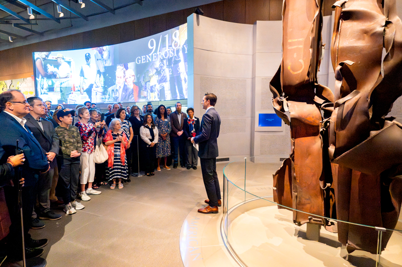 Shilo Brooks speaking to a group touring the George W. Bush Presidential Center