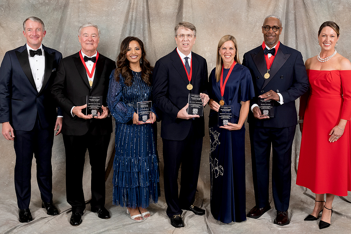 David S. Huntley ’80, Rev. Paul L. Rasmussen ’04, Trevor D. Rees-Jones ’78, Suzanne S. Youngkin ’89 and Sana Merchant ’11