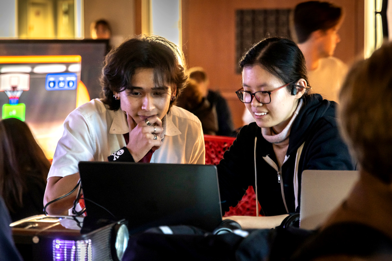 Students working together on a project together