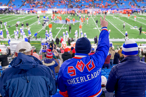 Fans cheering on the SMU Mustangs