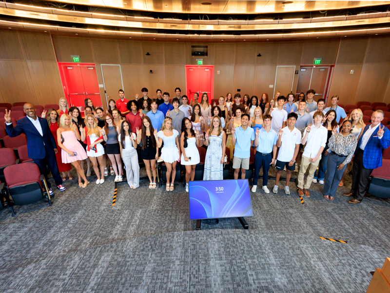 SMU Summer Send-off party pic in Frances Anne Moody Hall Atrium