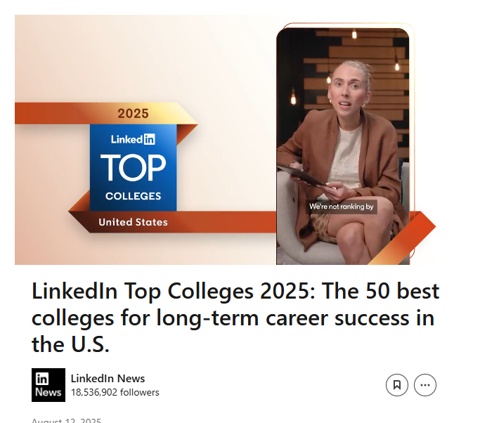 LinkedIn top colleges 2025