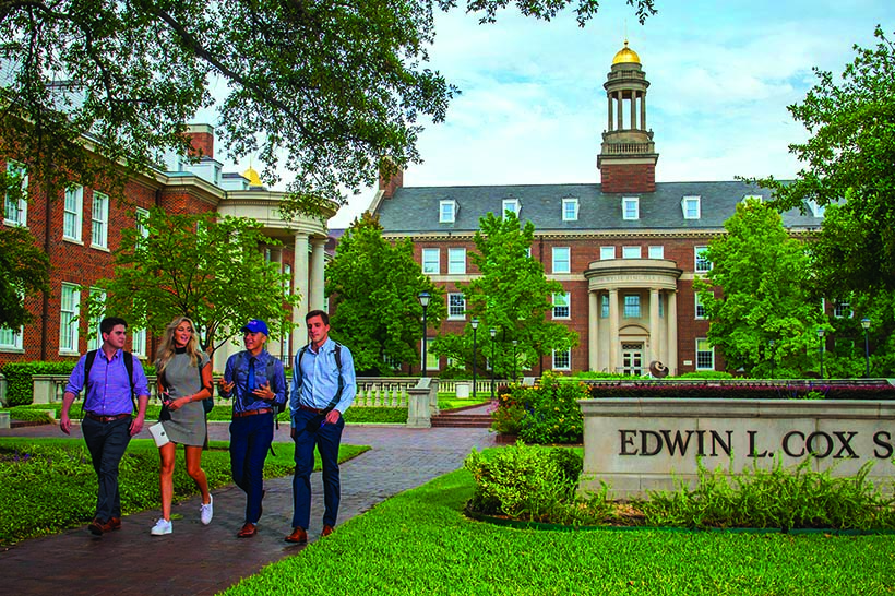 students walking on cox quad