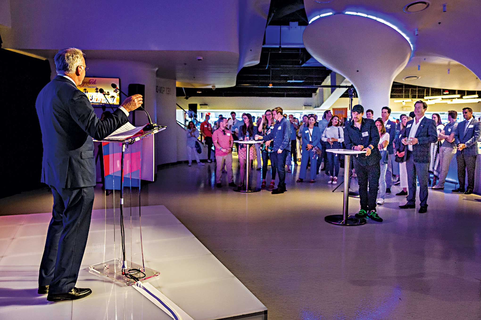 Brad Cheves speaking at SoFi stadium event