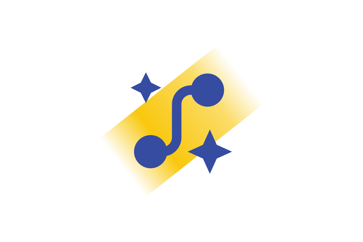 Yellow blue abstract icon with stars